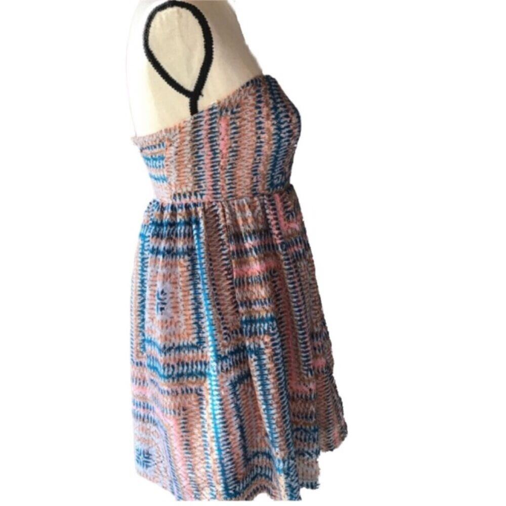 FIRE Los Angeles Strapless Dress Multicolor Aztec Boho Size Small Empire Waist - Picture 3 of 6